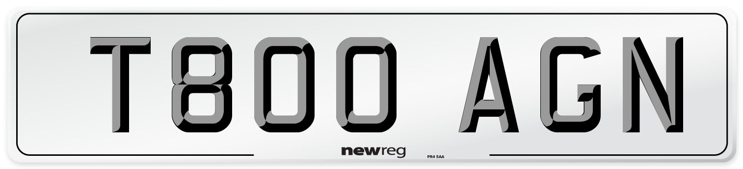 T800 AGN Number Plate from New Reg